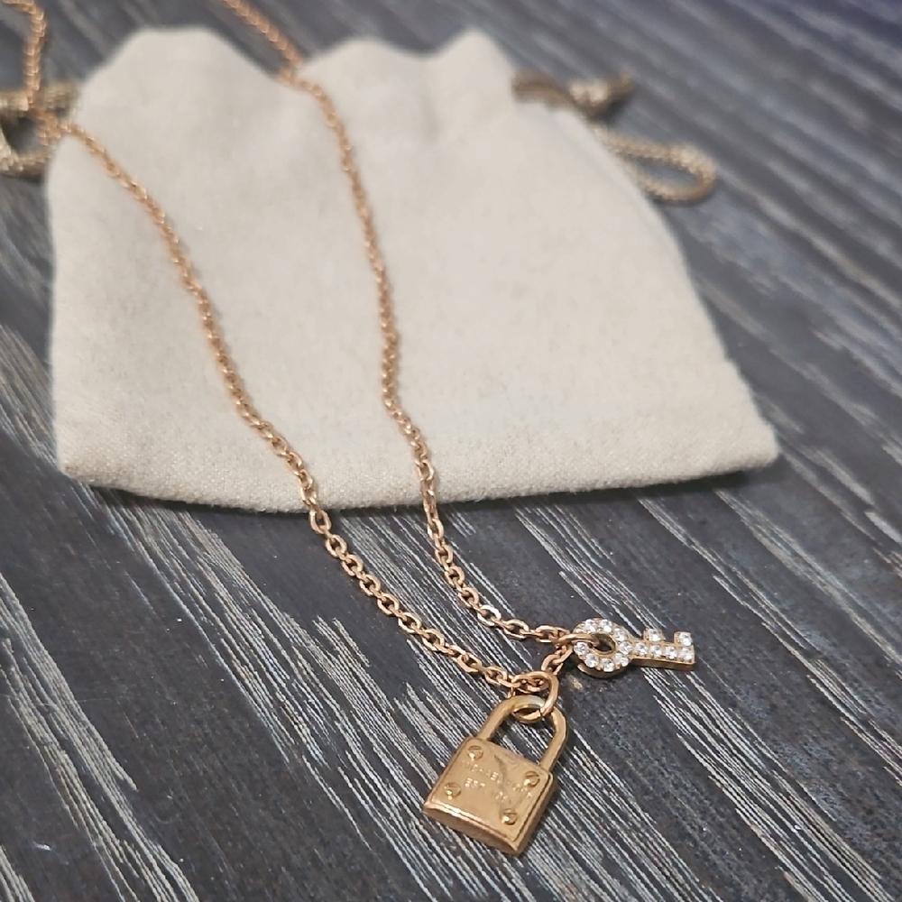 Michael Kors Rose Gold Lock and Key Necklace - Picture 1 of 3
